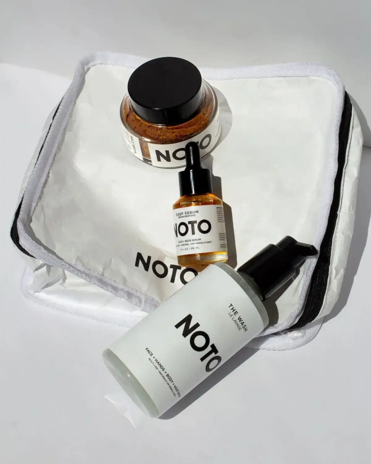NOTO Botanics multi-use skincare set with plant-based ingredients and sustainable packaging, ideal for low-maintenance dads.
