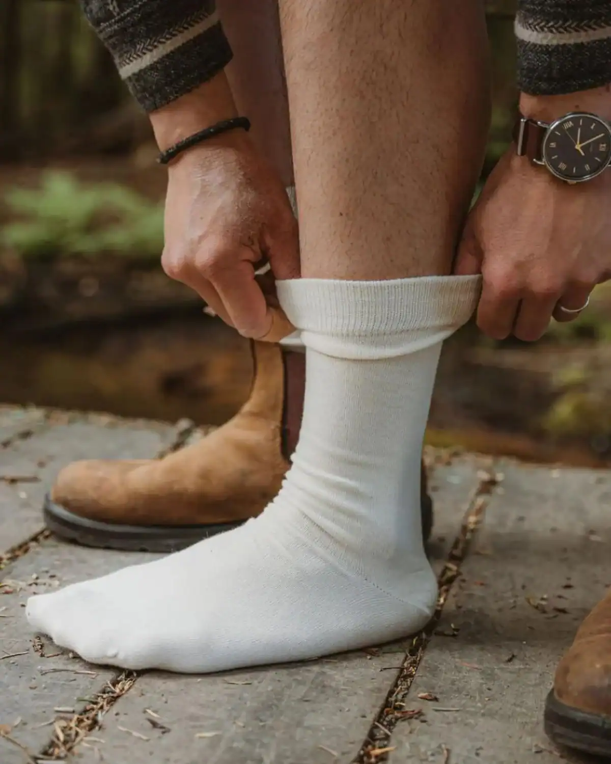 Q for Quinn GOTS-certified organic cotton socks made without harsh chemicals, a soft and safe everyday staple for dad.