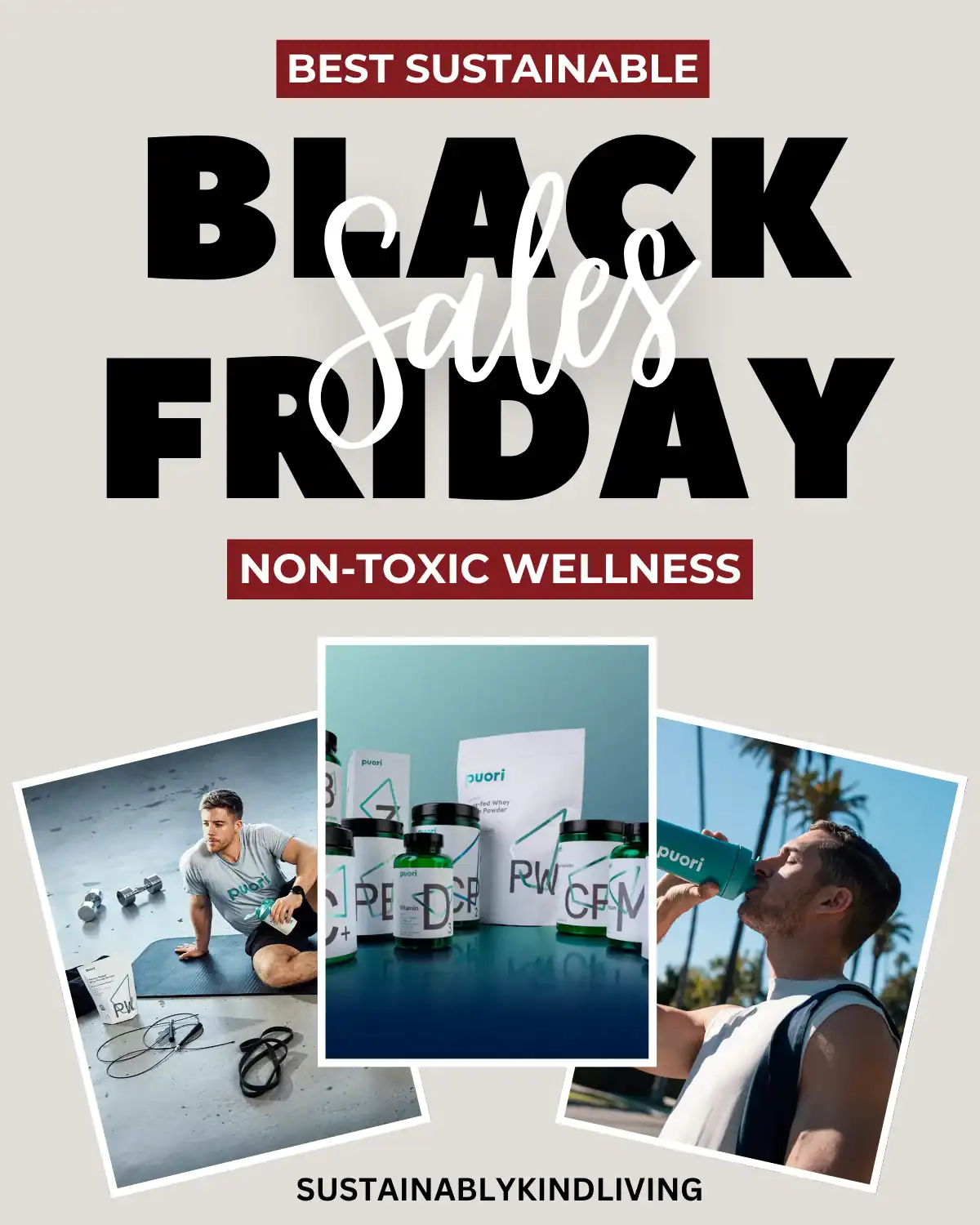 Puori clean protein, vitamins, and third party tested supplements highlighted in Black Friday discounts and wellness savings.