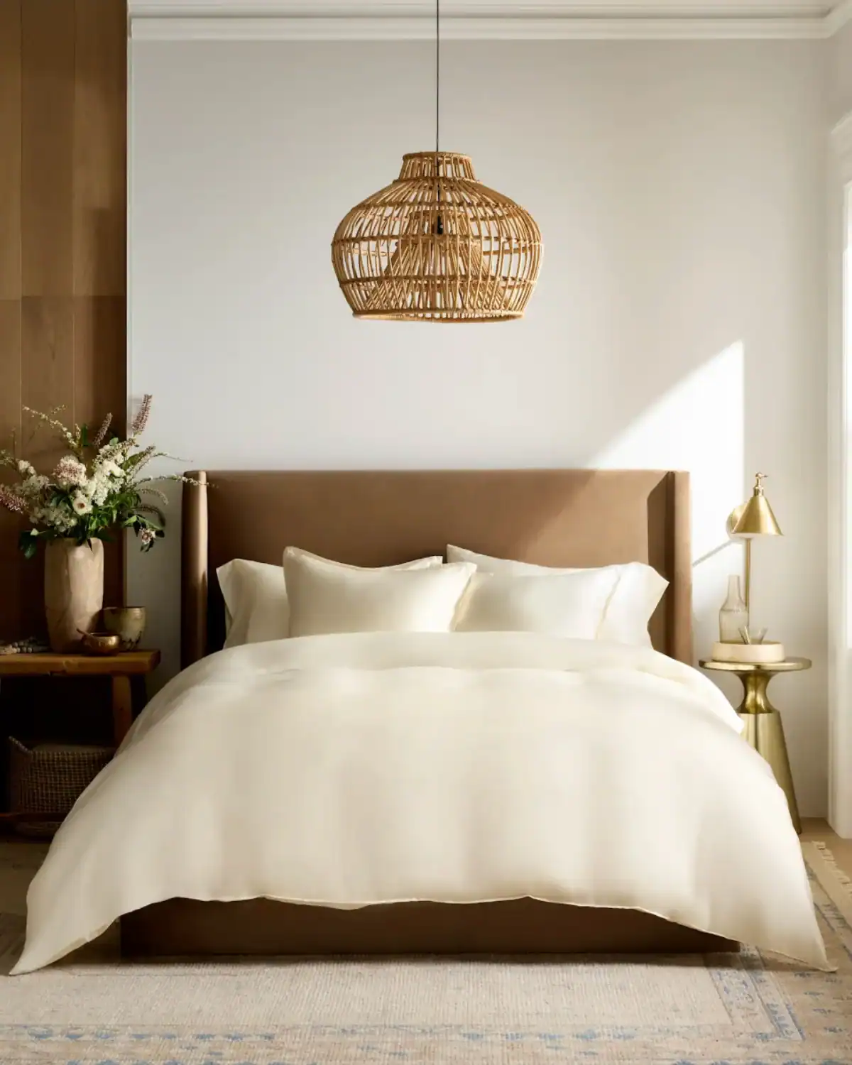 Quince viscose-from-organic-bamboo sheets featuring a soft sateen weave, deep pockets, and OEKO-TEX safety.