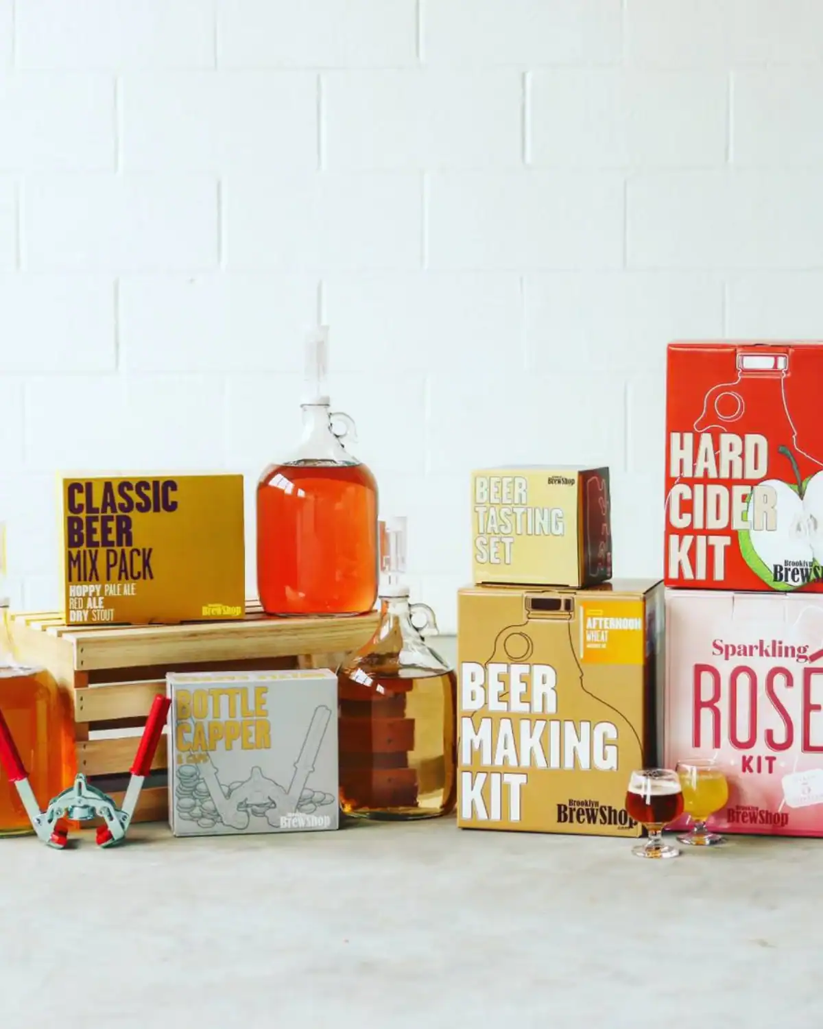 Brooklyn Brew Shop beer-making kit with reusable glass equipment and whole ingredients, a fun, sustainable DIY brewing gift for dads.