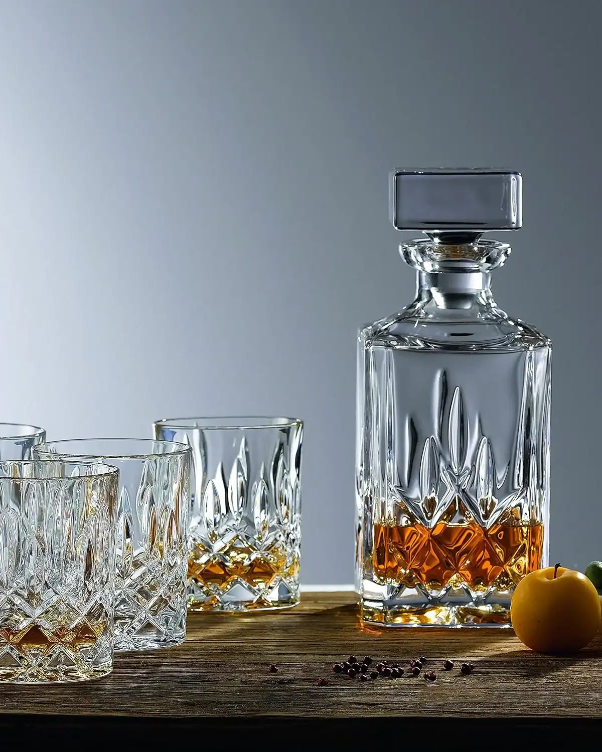 Royal Doulton lead-free crystal whiskey decanter set, a timeless and non-toxic upgrade for dads who enjoy an evening pour.