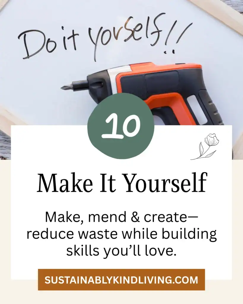 Make It Yourself: Power drill on a whiteboard with handwritten text reading “Do it yourself.”