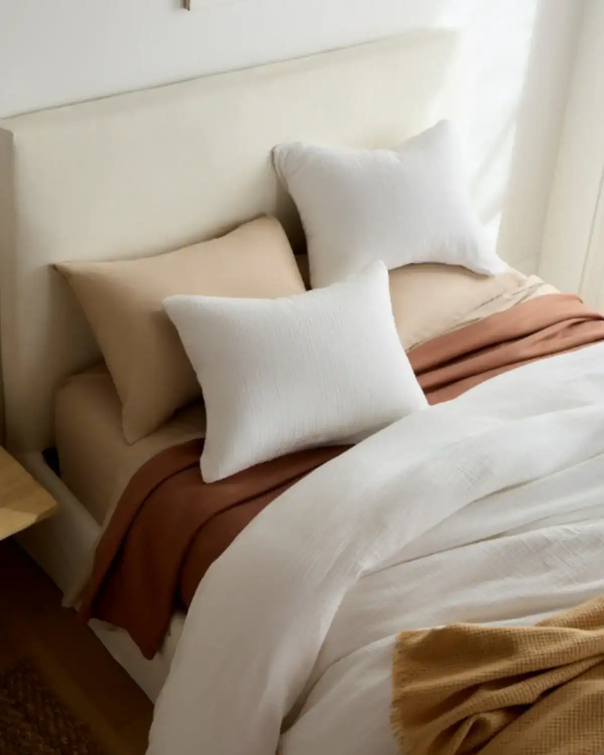 Quince affordable organic cotton sheets without polyester blends.