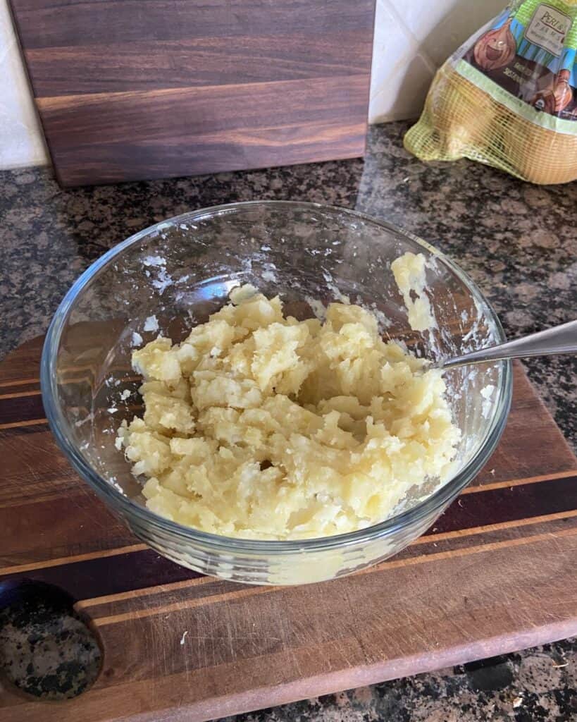 cooked potatoes in Anyday microwave glass bowl after cooking