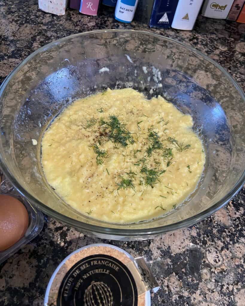 Fluffy scrambled eggs cooked in Anyday microwave glass dish