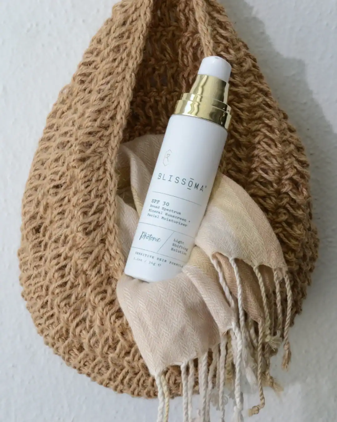 Blissoma mineral sunscreen for face, non-nano zinc oxide, clean skincare sunscreen.