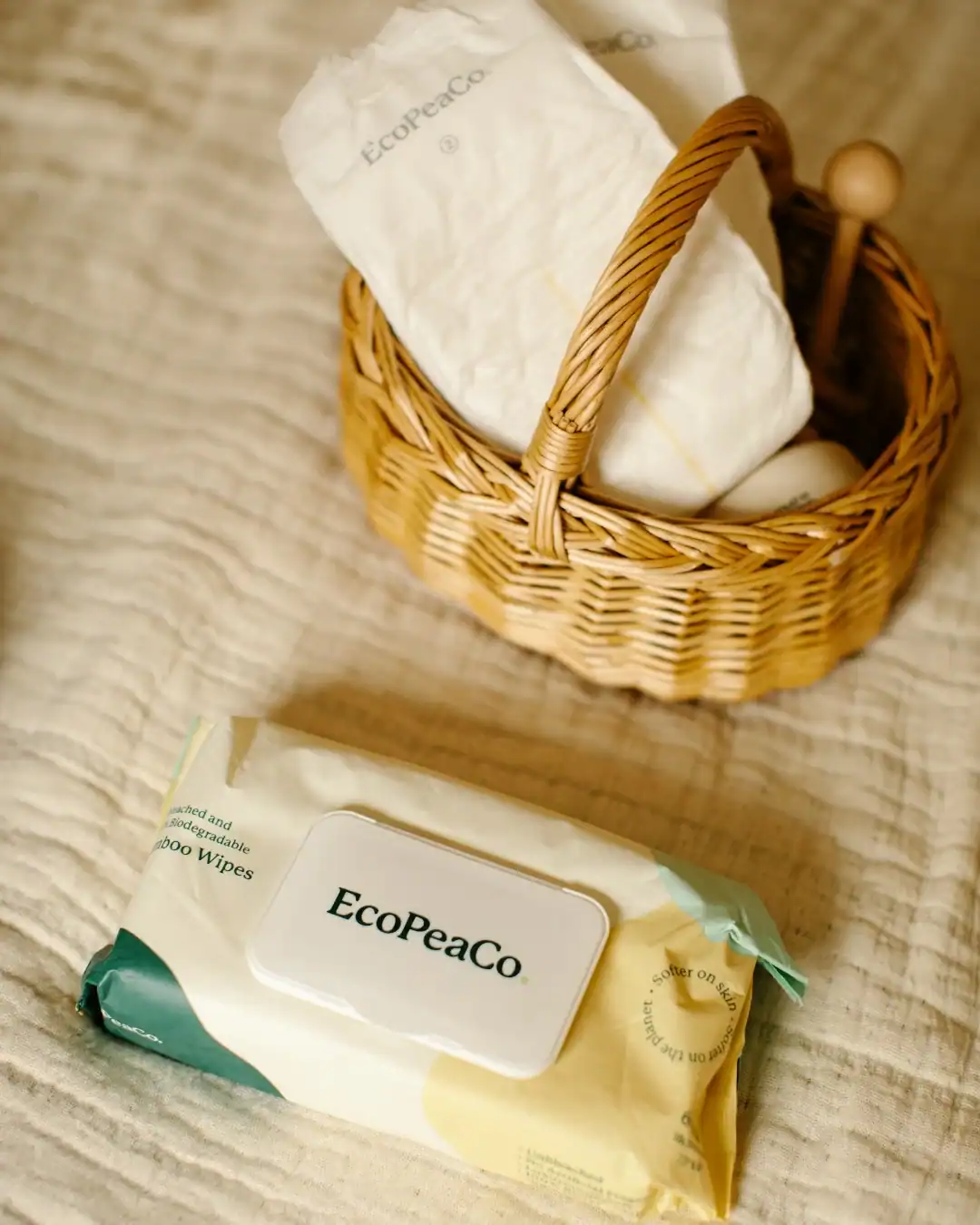 Eco Pea Co. bamboo baby wipes are made with FSC-certified bamboo fibers and gentle plant-based ingredients.