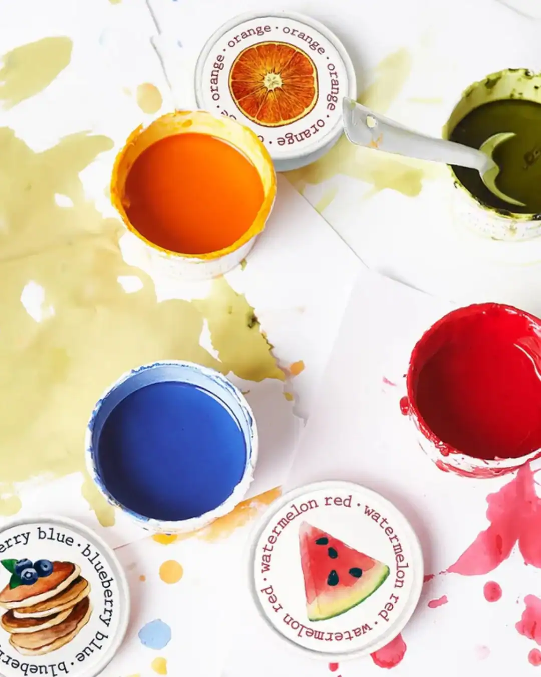 Plant-based finger paint for kids made with natural pigments.