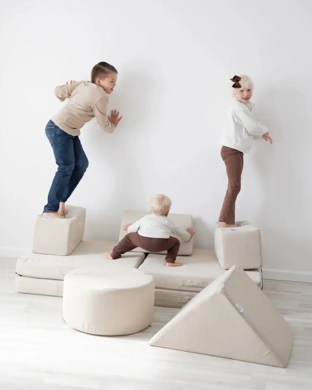 Non-toxic play couch for kids with CertiPUR foam and washable covers.