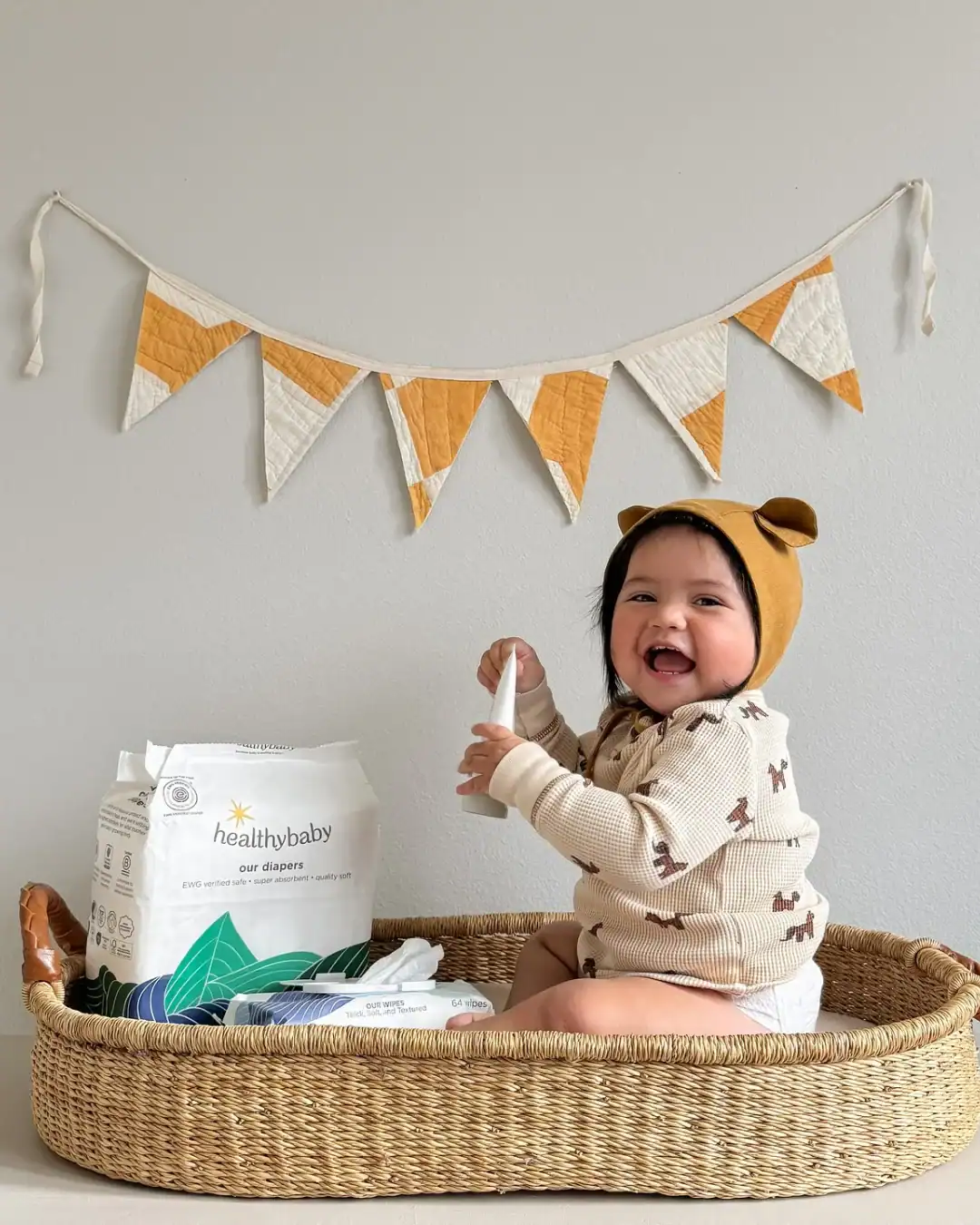 HealthyBaby organic cotton diapers with EWG VERIFIED certification for safer baby products.