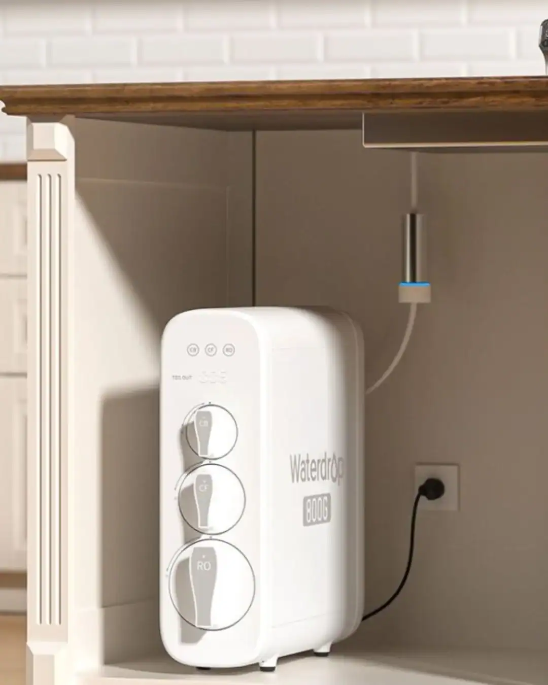 Waterdrop G3P800 tankless reverse osmosis water filter for PFAS and contaminants.