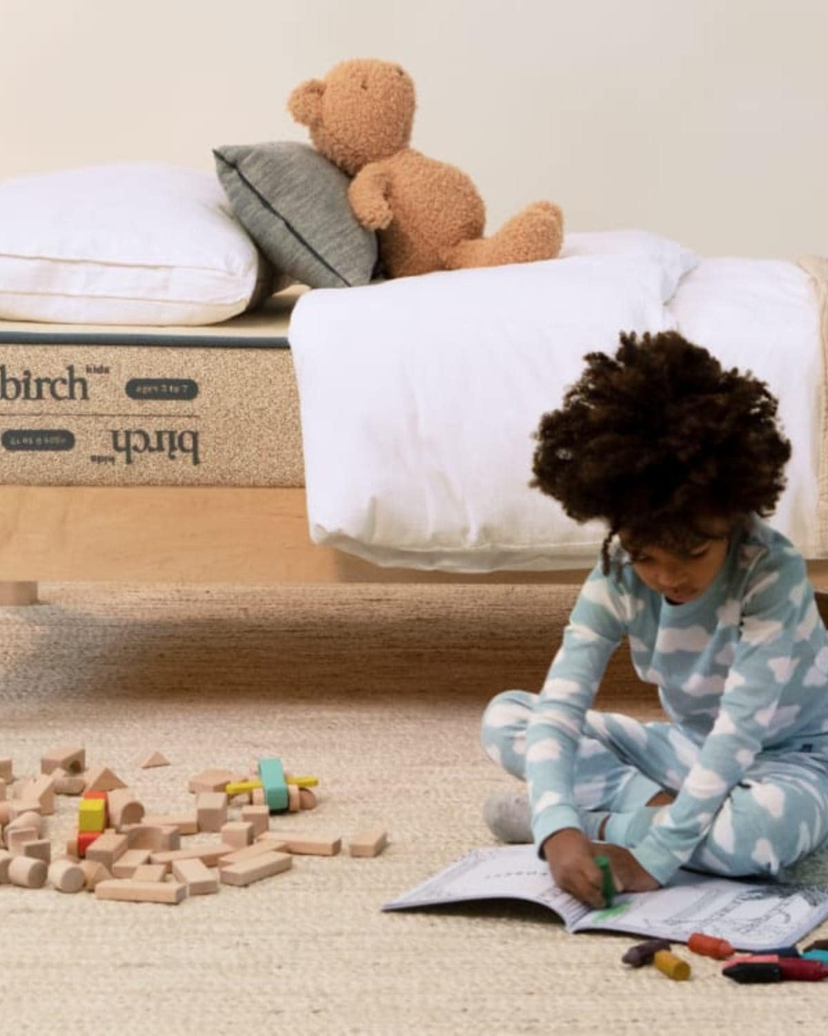 Birch Living natural kids mattress made with organic cotton, wool, latex, and breathable coil support