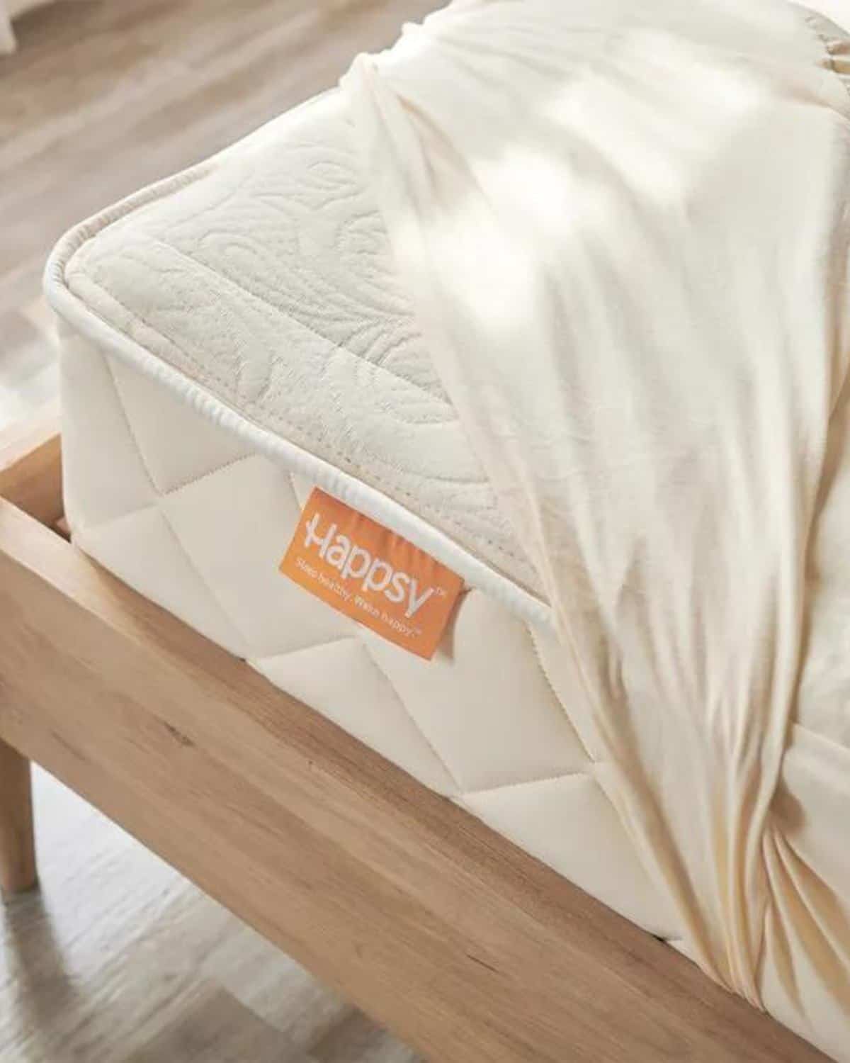 Happsy organic hybrid kids mattress made with organic cotton, wool, natural latex, and steel coils