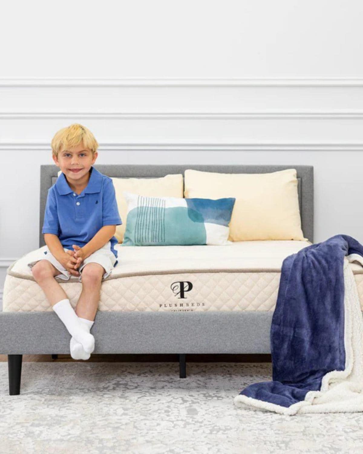 PlushBeds organic latex kids mattress made with organic cotton, wool flame barrier, and GOLS-certified latex