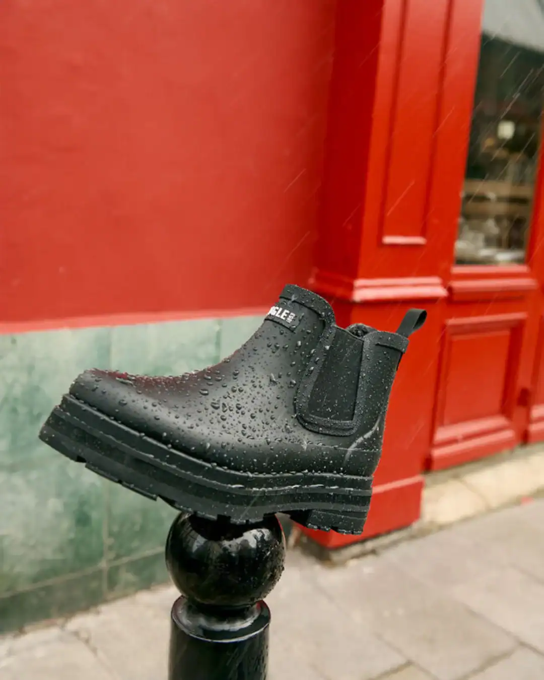 Aigle natural rubber rain boots made without PVC offering durable non-toxic waterproof protection.