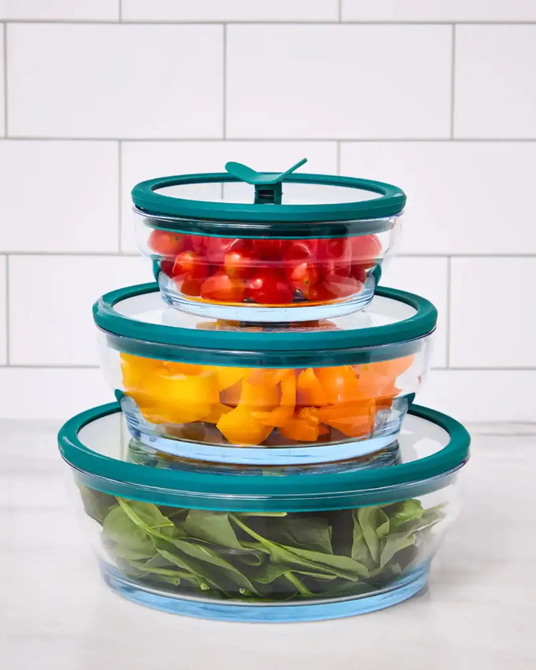 Anyday borosilicate glass food storage containers for reheating and meal prep.