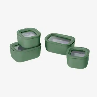 Caraway Mini Food Storage Set with small ceramic-coated glass containers, perfect for snacks, dips, and non-toxic food storage without plastic.