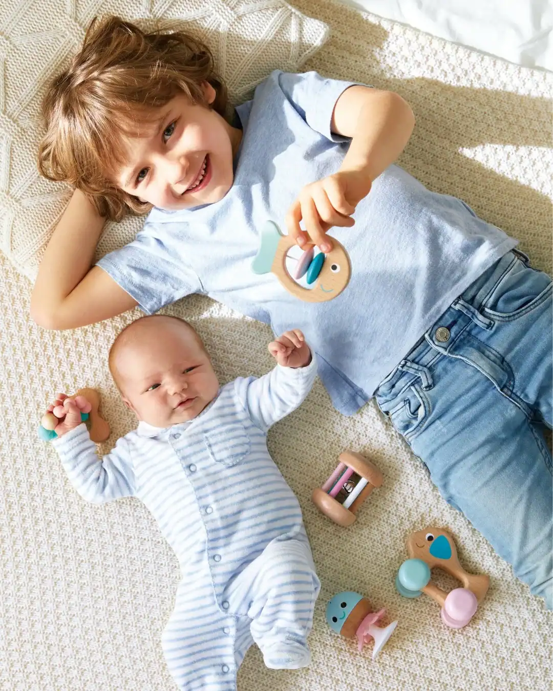 Hape wooden baby toys are made with water-based paints and safer materials for babies.