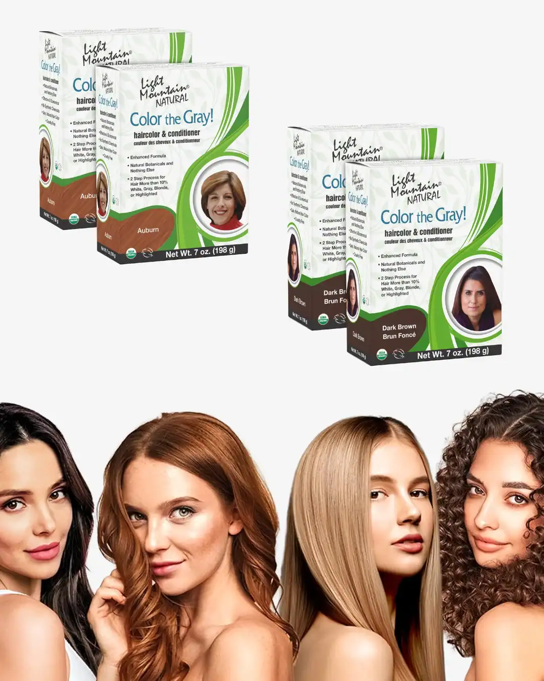 Light Mountain non-toxic henna hair dye with traditional plant-based ingredients.