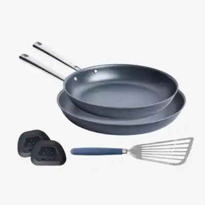 Misen carbon nonstick essentials set non toxic cookware set pfas free frying pans.