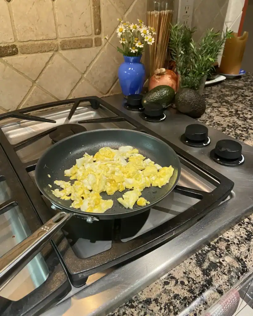 Misen carbon nonstick pan eggs test showing easy release nonstick performance without pfas or teflon.
