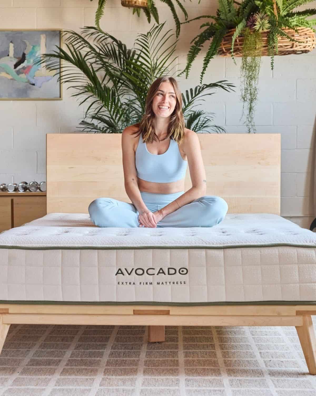 Organic non-toxic mattress with natural bedding in a bright healthy bedroom.