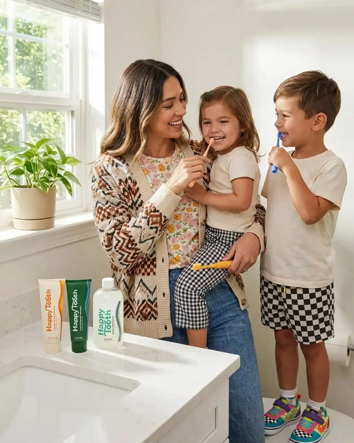 Happy Tooth fluoride-free hydroxyapatite toothpaste for kids and families with gentle enamel-supporting ingredients.