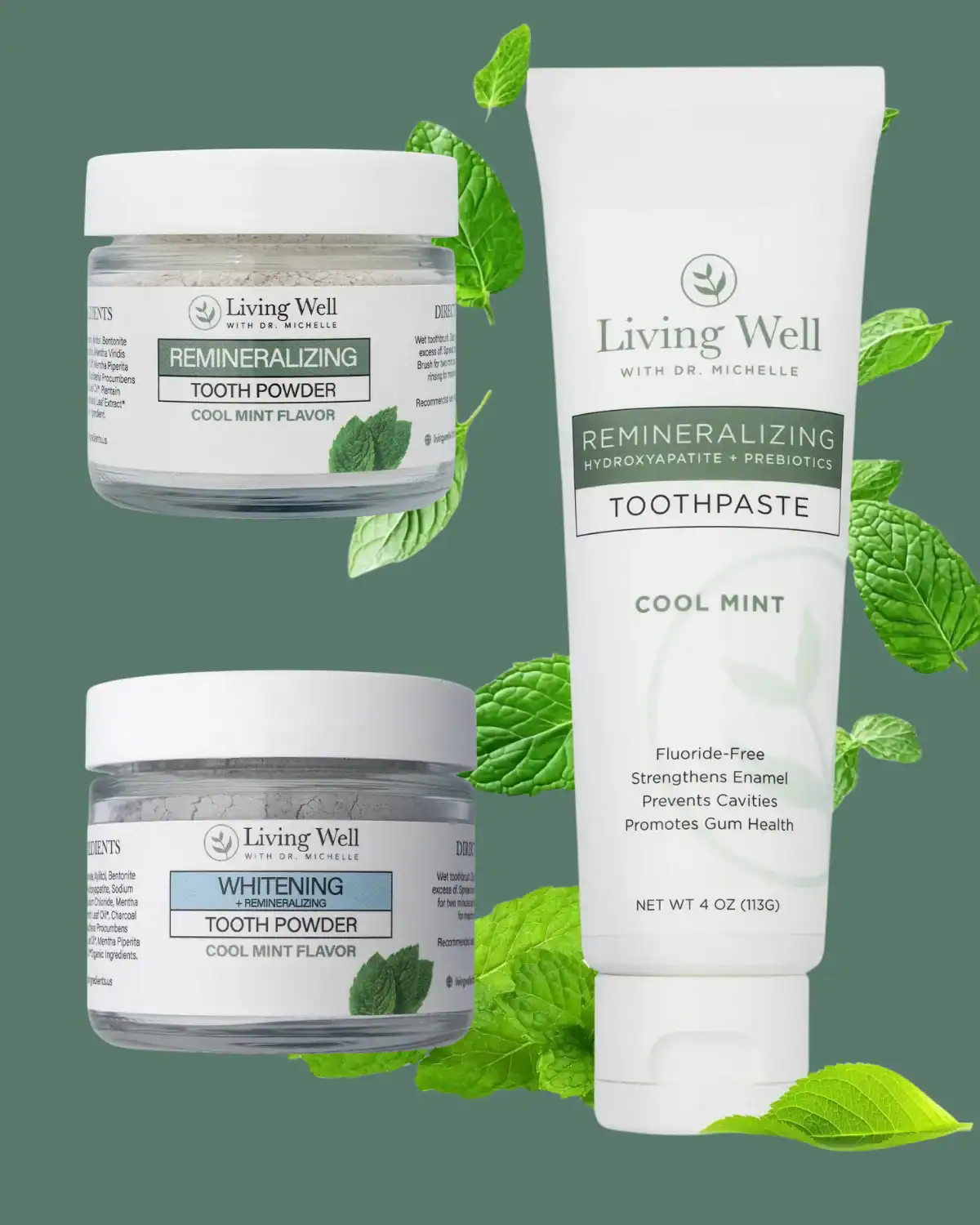Living Well With Dr. Michelle hydroxyapatite toothpaste for enamel support and fluoride-free remineralizing oral care.