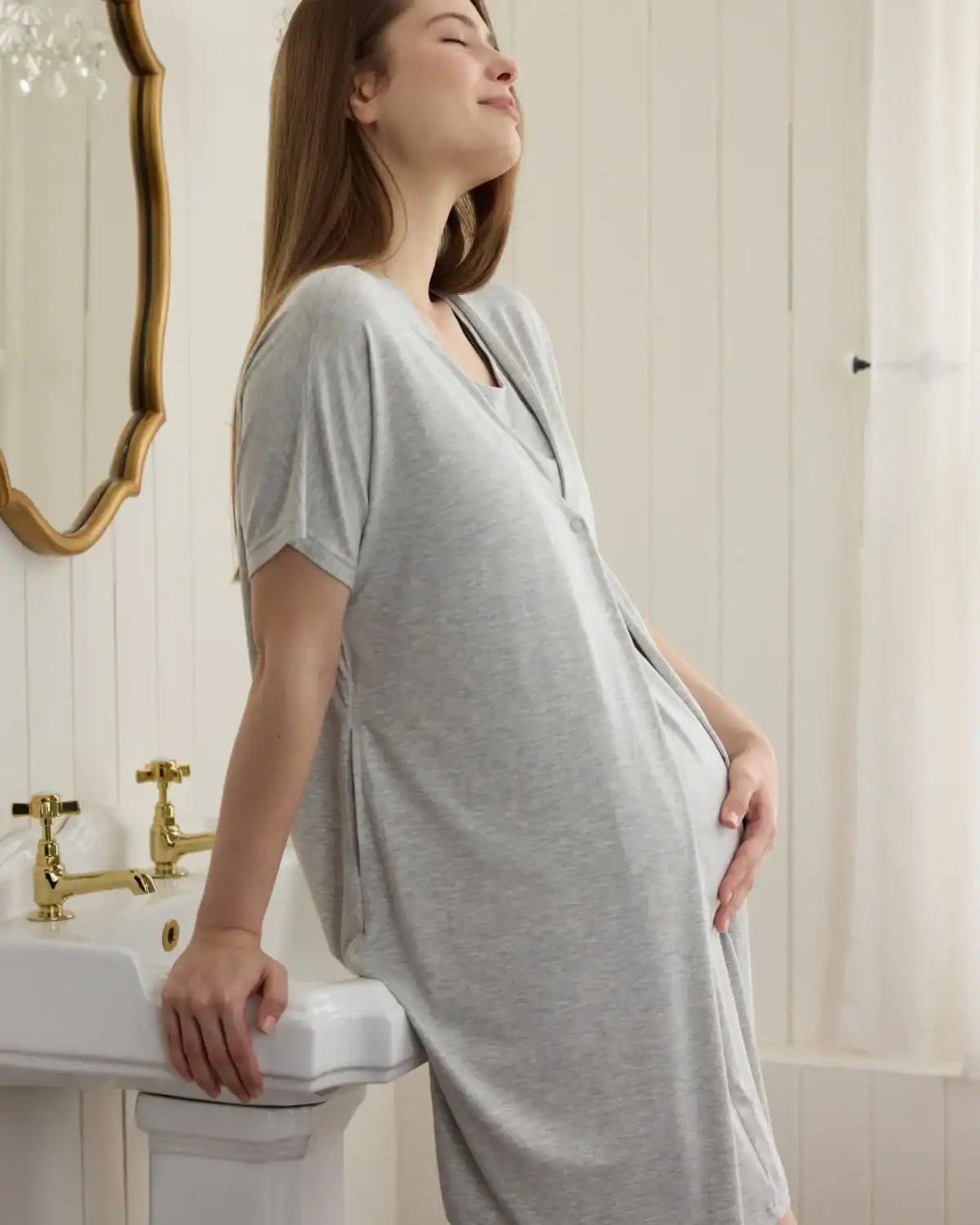 Nest Designs organic nursing pajamas and postpartum sleepwear made with GOTS-certified organic cotton.
