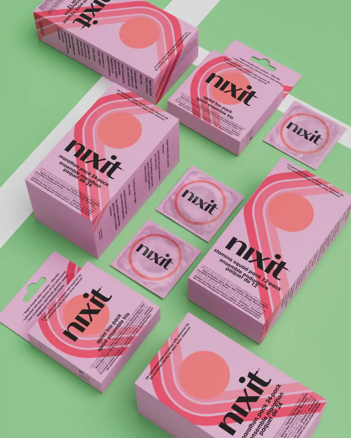 Nixit non-toxic condoms with minimal ingredients and silicone-based lubricant for sensitive skin.