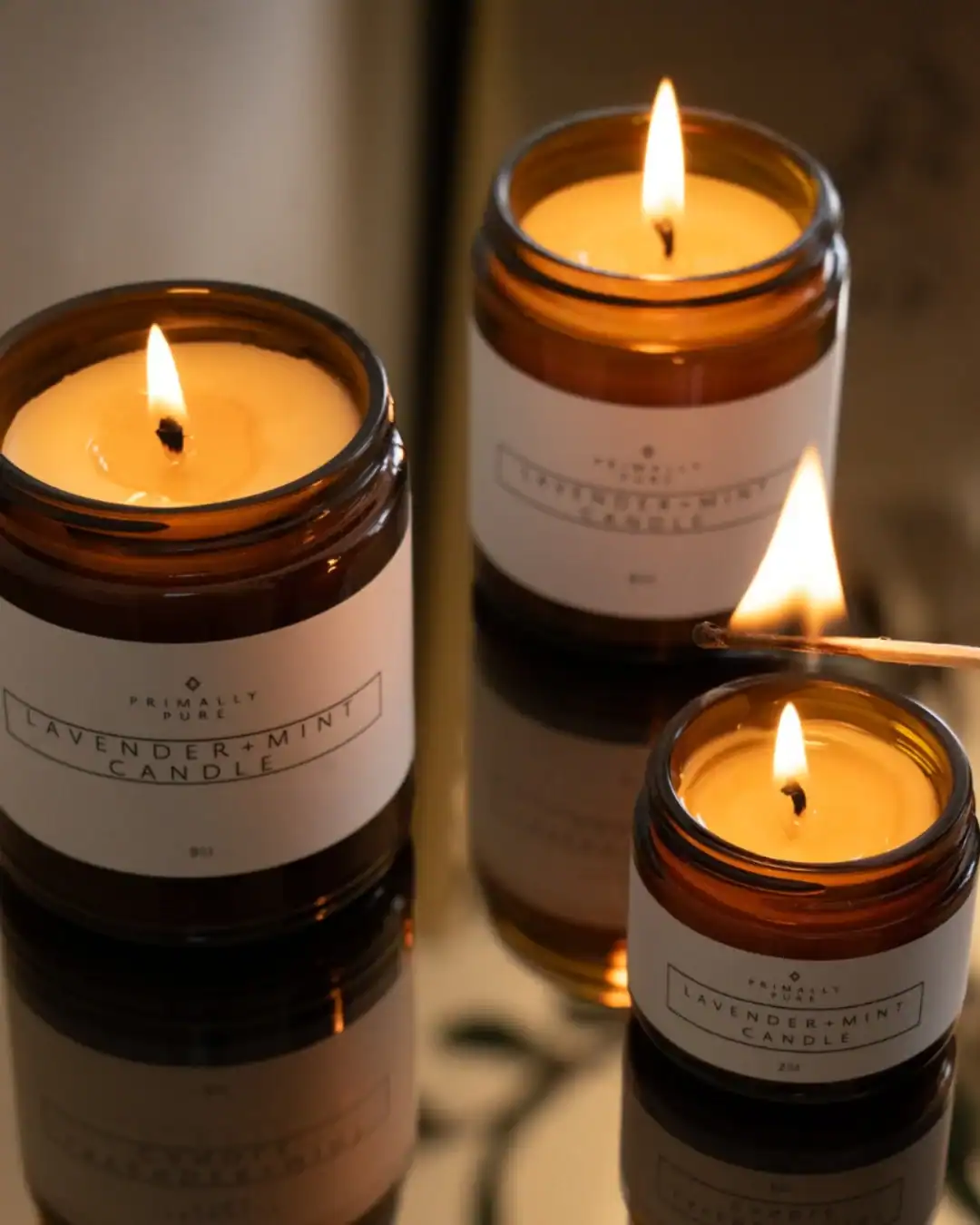 Primally Pure non-toxic candle made with beeswax, coconut wax, and organic essential oils.