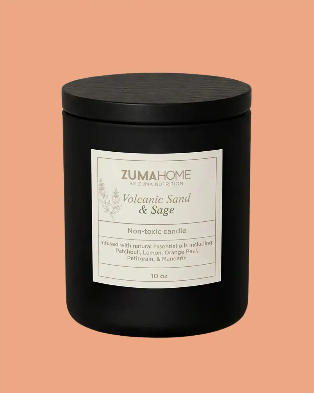 Zuma Nutrition non-toxic soy candle made with essential oils and cotton wick for everyday use.