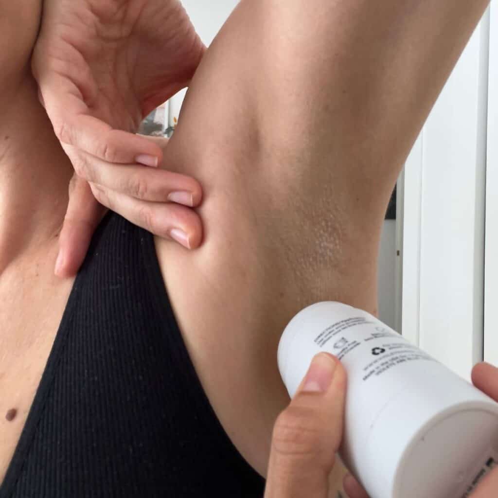 applying Blissoma magnesium deodorant stick for natural odor protection without aluminum