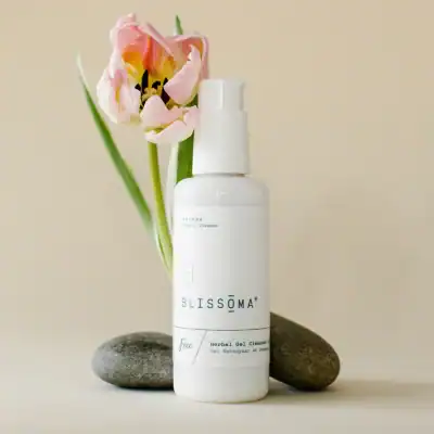 Blissoma Free Rejuvenating Herbal Gel Cleanser featuring a non-toxic face wash and makeup remover for sensitive and acne-prone skin.