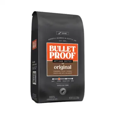 Bulletproof ground coffee made from carefully sourced coffee beans and tested for quality and purity.