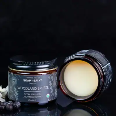 Chagrin Valley Soap and Salve Deodorant Cream Extra Strength Woodland Breeze natural deodorant with organic oils and long-lasting odor protection.
