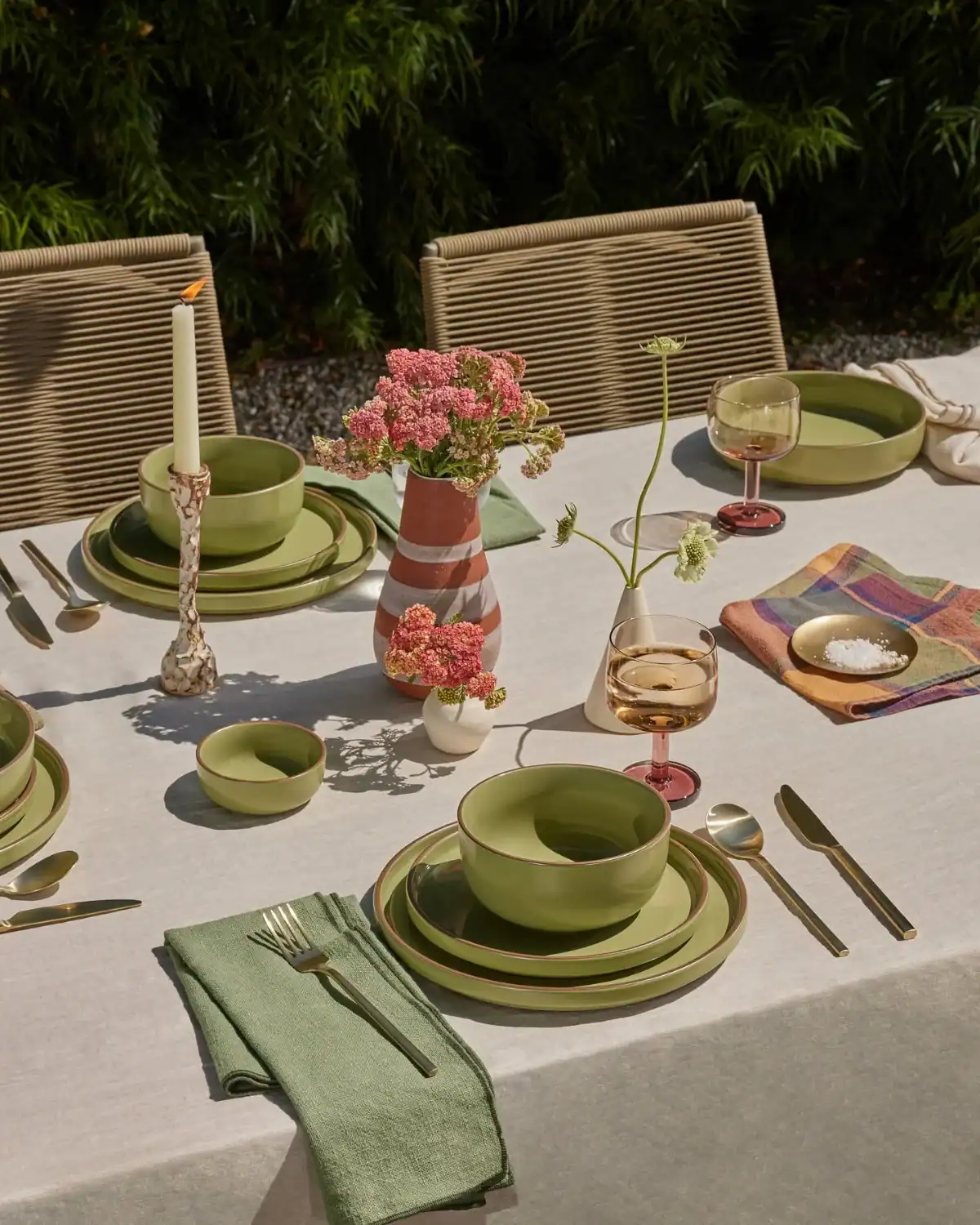 Our Place ceramic stoneware dinnerware featuring lead-free and cadmium-free plates, bowls, and serving pieces.