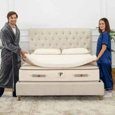 PlushBeds organic latex mattress topper made with GOLS-certified organic latex and an optional GOTS-certified organic cotton cover.