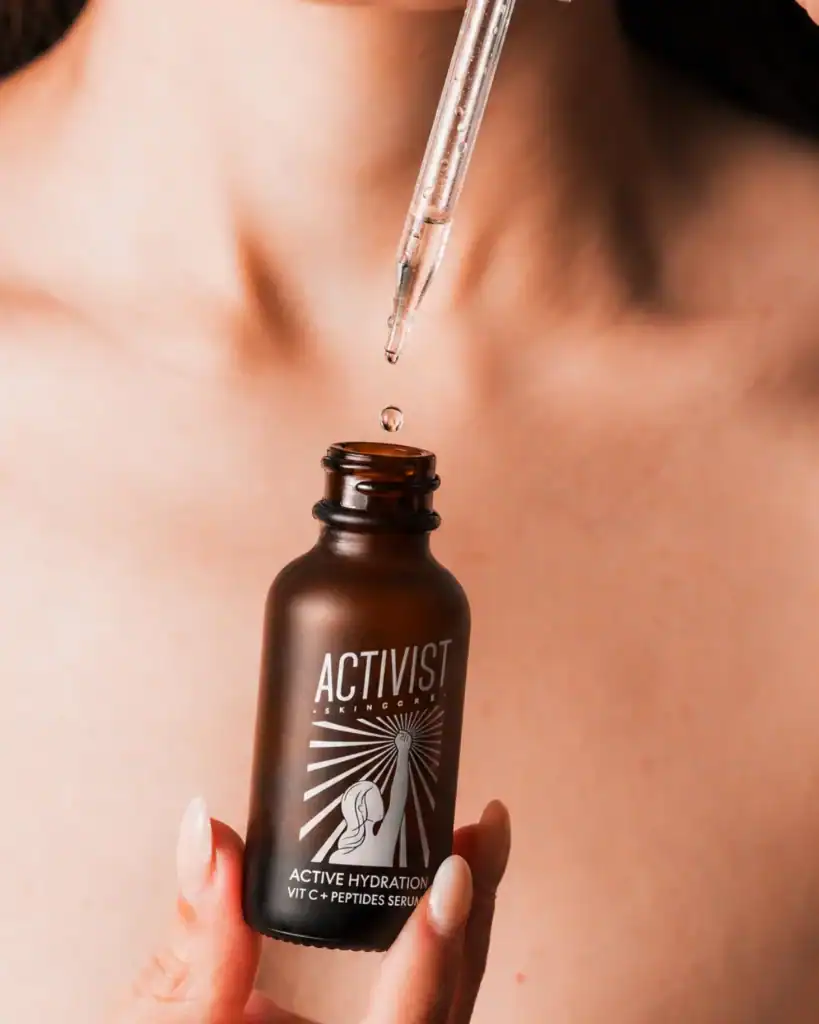Activist Skincare Active Hydration Serum with vitamin C, peptides, and hyaluronic acid, one of the best non-toxic serums for sensitive skin.