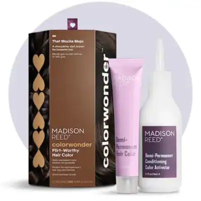 Madison Reed demi-permanent hair color for enhancing shine, refreshing color, and blending grays with a gentler formula.