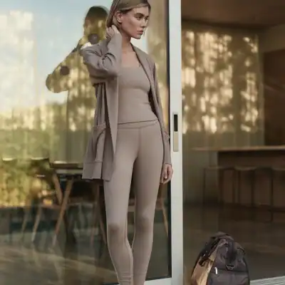 Woman wearing Pact Organic Leggings made with 90% GOTS-certified organic cotton and 10% spandex.
