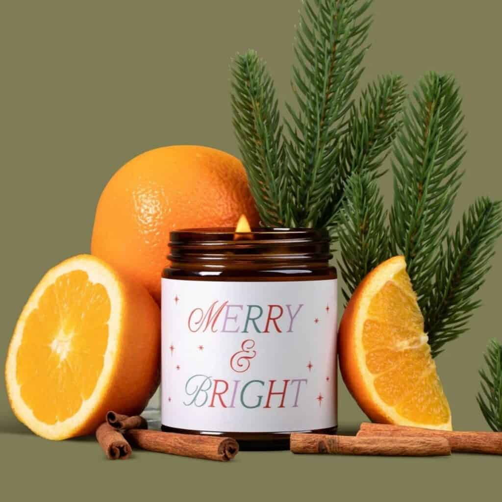 Fontana non-toxic Christmas candle made with beeswax, coconut oil, and holiday essential oil scents.
