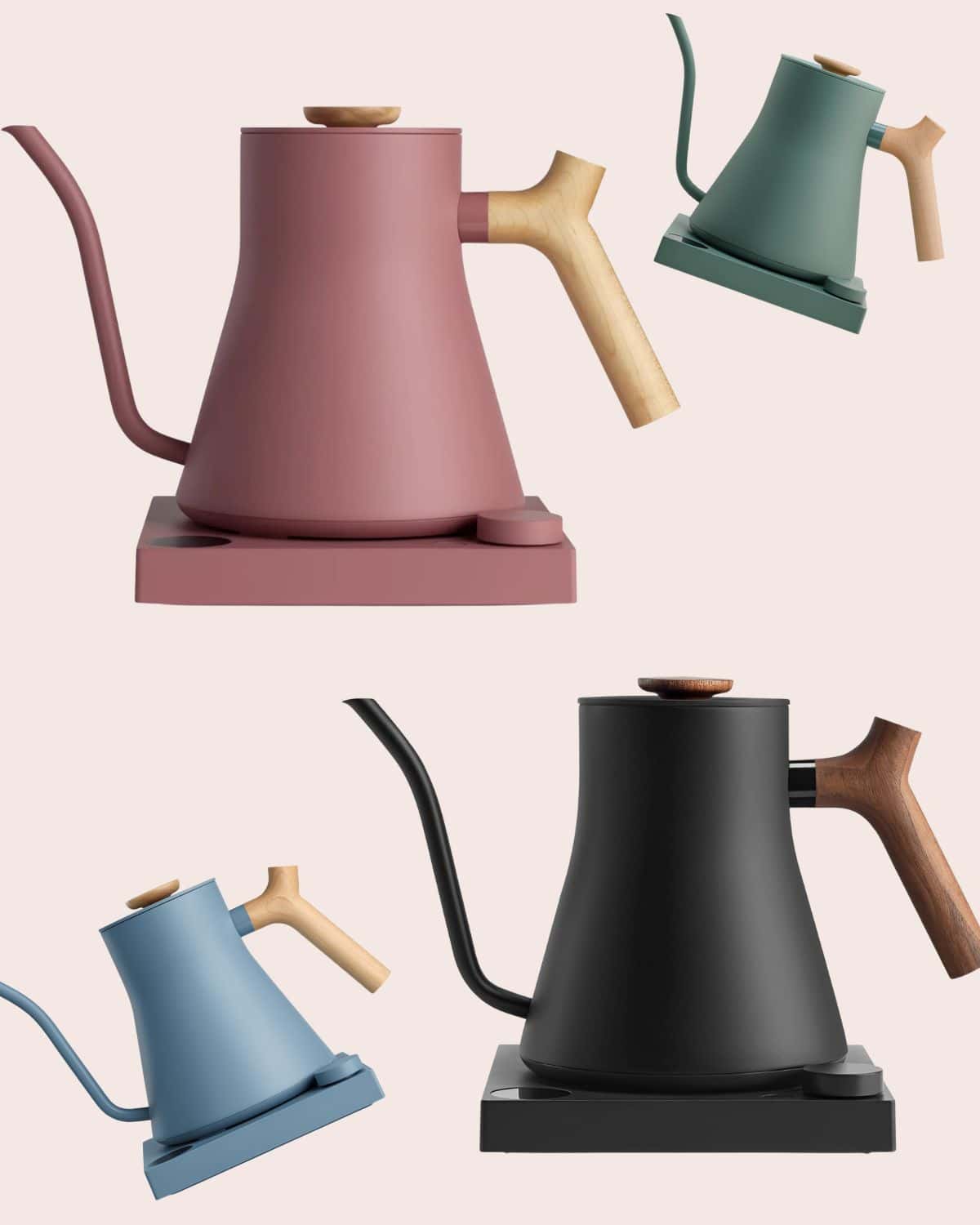 Fellow Stagg EKG electric kettle with a narrow gooseneck spout and temperature-control base