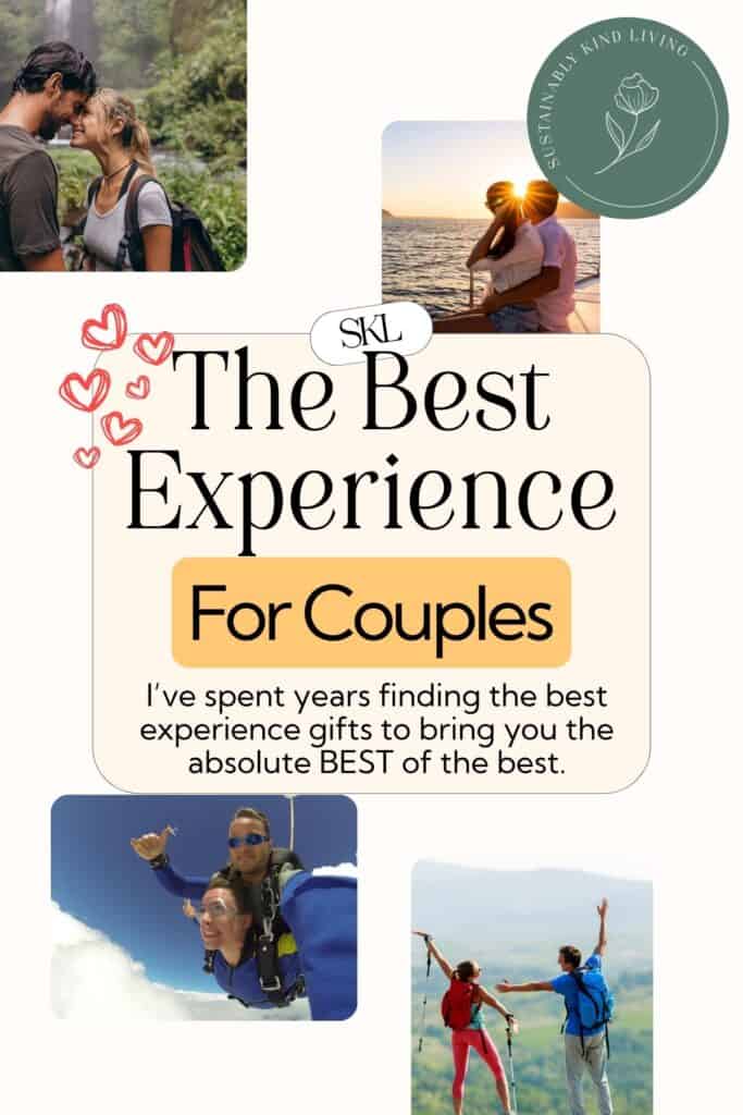 Experience gift ideas for couples including hiking, sunset boat trips, skydiving, travel, and outdoor adventures.