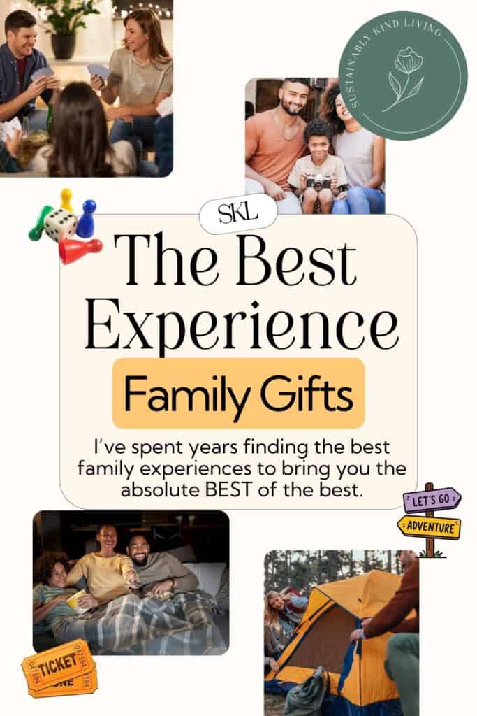 Family experience gift ideas including games, movie nights, camping, outings, adventures, and activities parents and kids can enjoy together.
